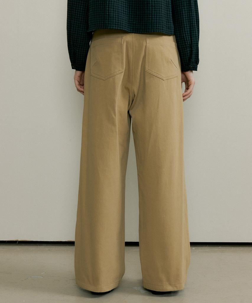 THE PENNY Cotton Twotuck Wide Pants - Beige