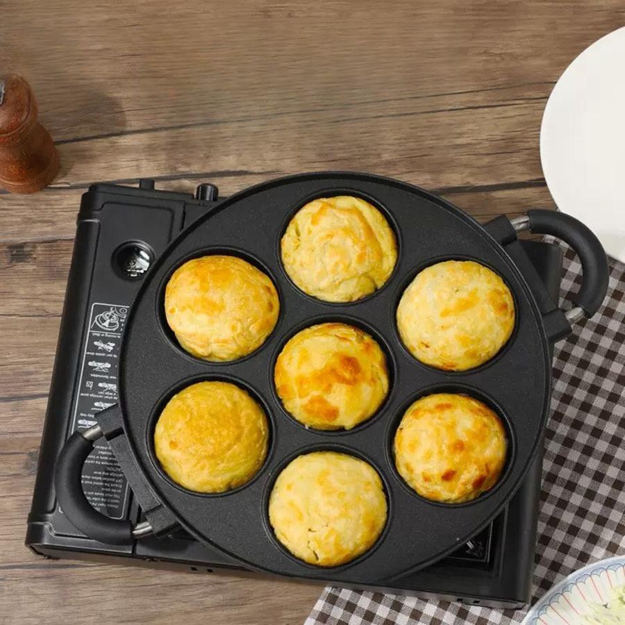 Forma na bábovku se 7 otvory Litinová pánev na omeletu Nepřilnavá nádoba na vaření Snídaňový vařič vajec Forma na bábovku Kuchyňské nádobí Kuchyňské nádobí