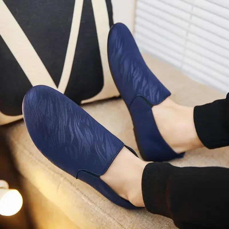 Fashion Men's Leather Shoes Flat Slip-on Comfortable Retro Footwear Offer Male Casual Shoe Cheap Clearance 2025 Trend New In Elegant