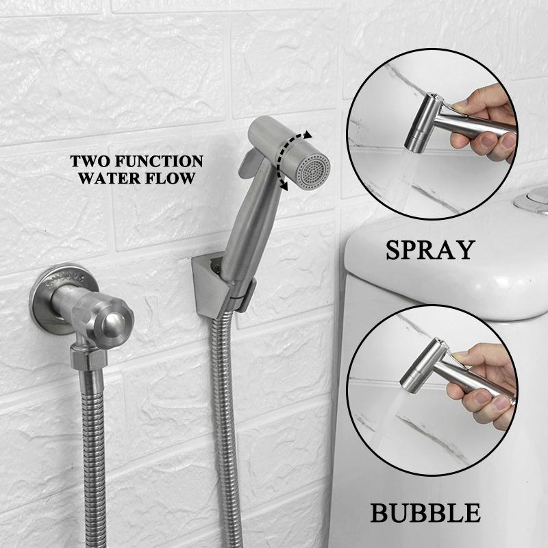 Gebürsteter tragbarer Bidet-Sprayer 304 Edelstahl WC-Bidet-Armatur Kaltes Badezimmer Shattaf-Ventil Jet-Set Einlaufdusche für Po