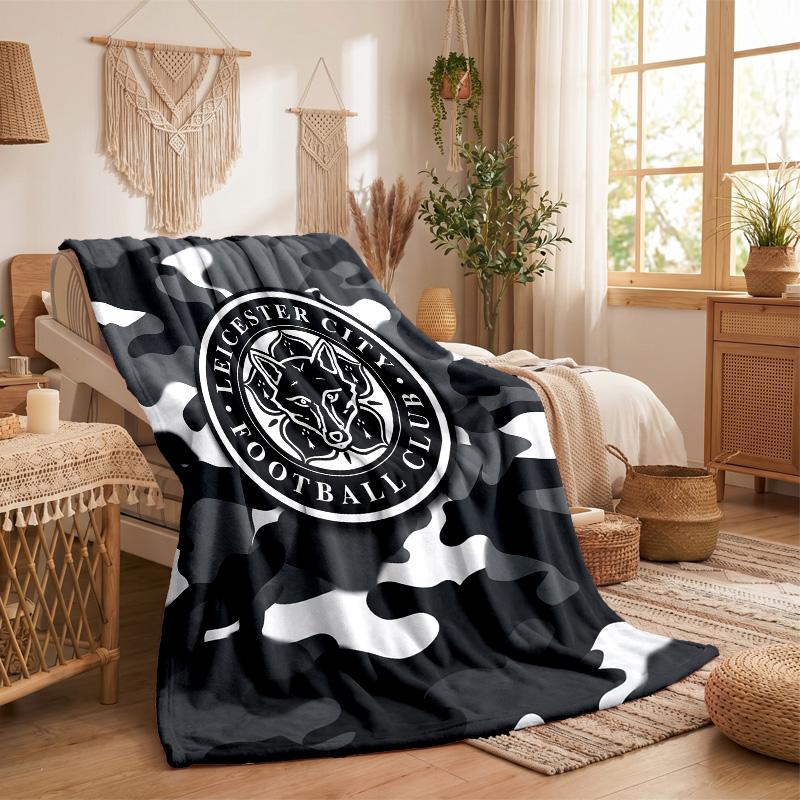 Leicester City Football Print Flannel Blanket Soft Warm Sofa Bed Throw Blanket For Home Office Bedroom