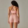 New European and American Seamless Back Cross Shoulder Straps Sports Vest Bra Set Running Fitness Yoga Pants