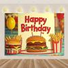 Pizza Hamburger Backdrop Supplies Quick Food Kid Birthday Party Decoration Cola French Fries Background Banner Photography Prop