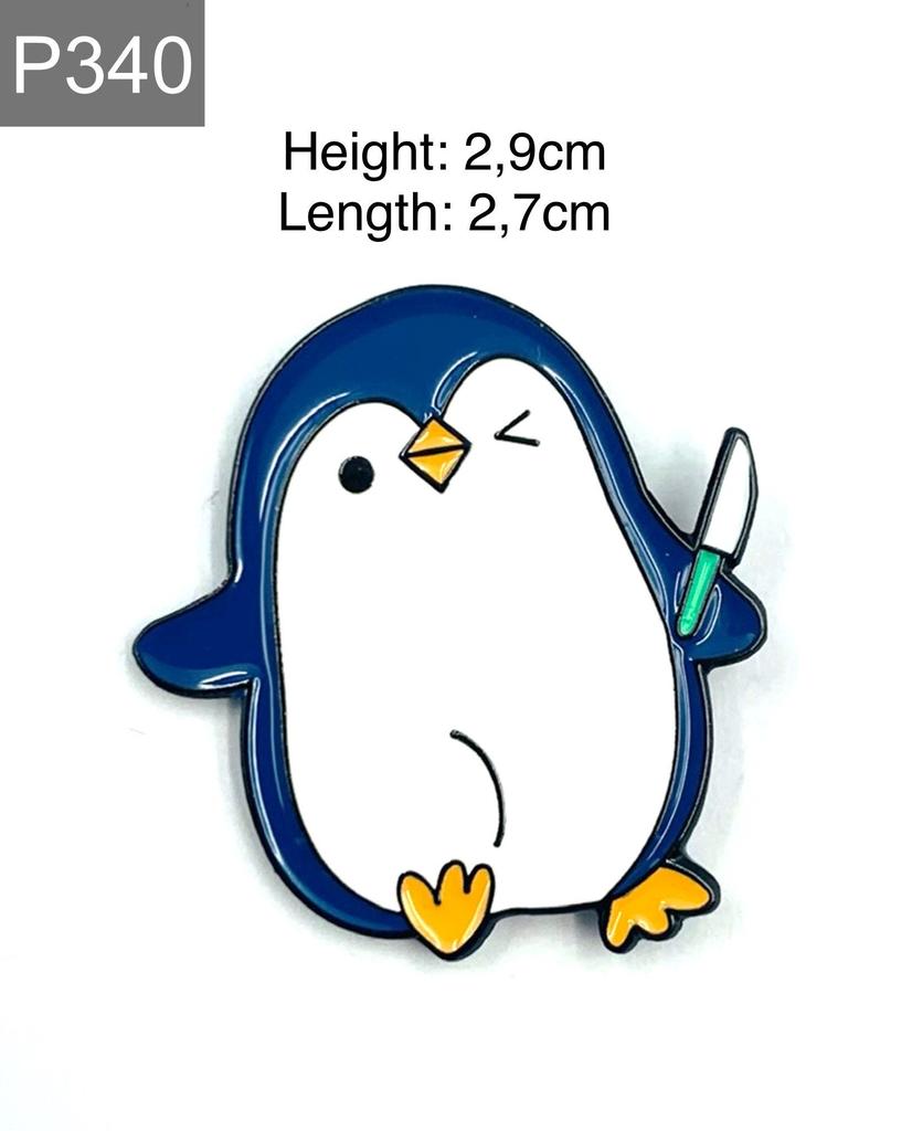 Neue Emaille Pin Pinguin Tier mit Messer lustig Metall Stecker Geschenk Geburtstag 1 Stück