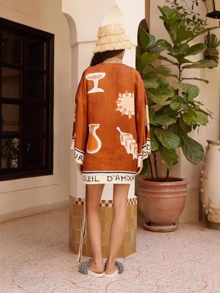 2026 European & American Linen Casual Dress - Fashion Print