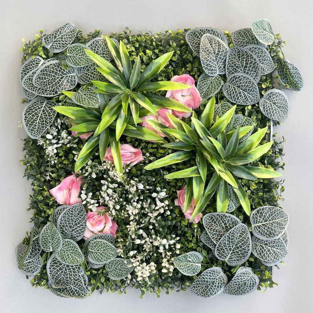 50×50cm Artificial Green Plant Wall - Plastic Vertical Garden, Fake Flower Wall, Synthetic Turf Background