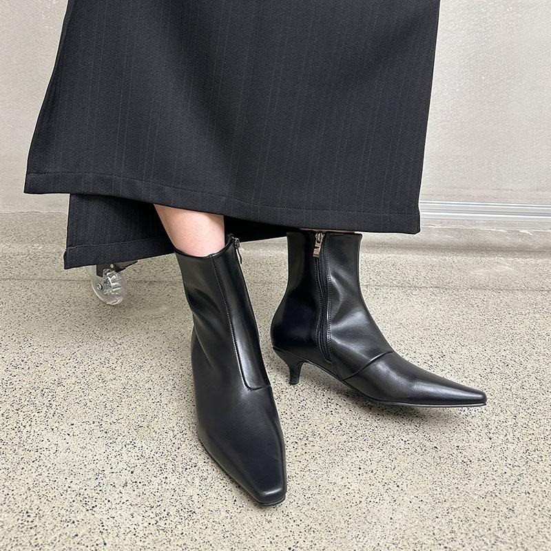Fashion Female Low Heel Footwear Ladies Modern Ankle Boots Fashion Pointed Toe Women Short Stretch Boots Zippers Shoes Pumps
