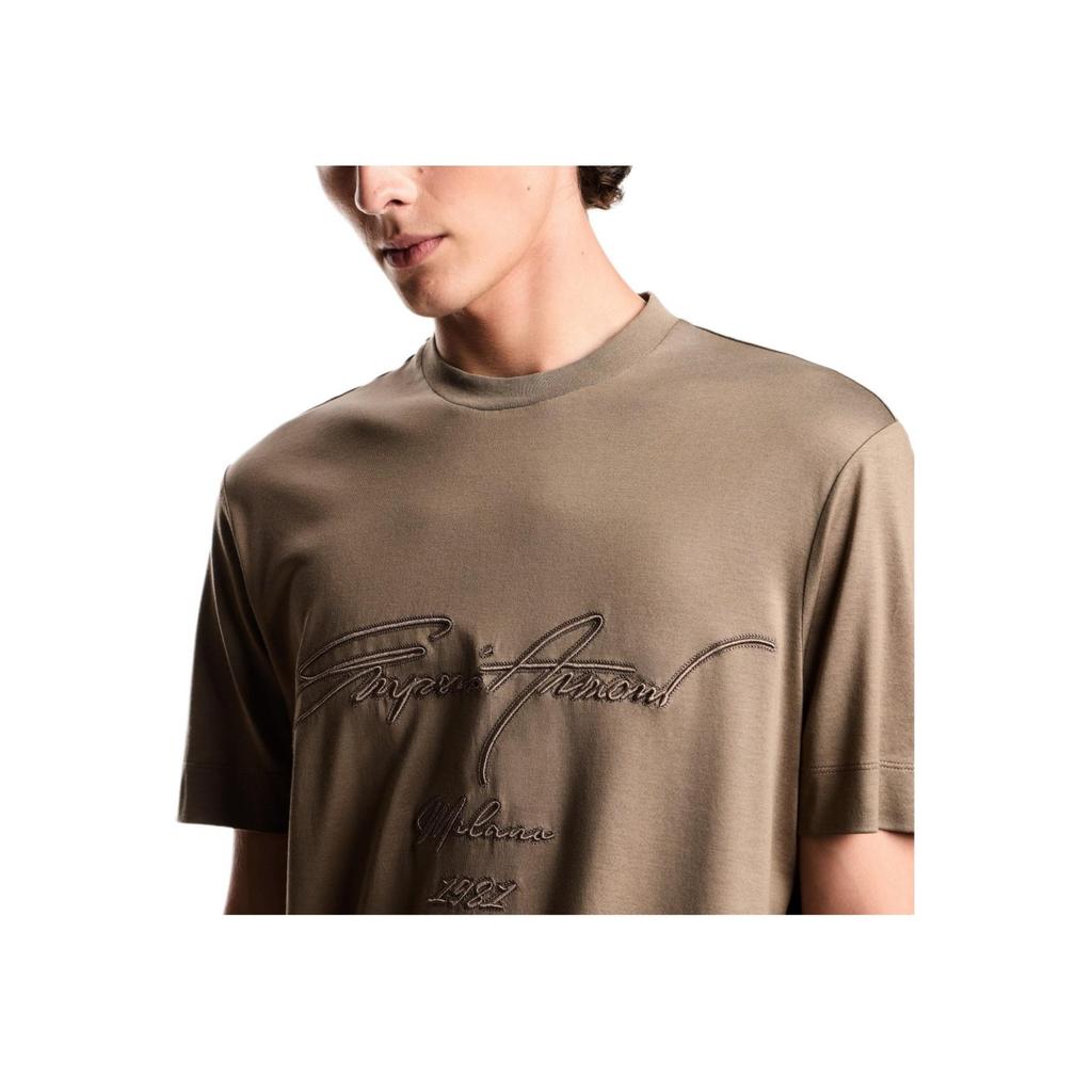 Emporio Armani 25FW ASV Lyocell Cotton Blend Logo Embroidered Crew Neck Short Sleeve T-Shirt Men Tops EM003007-AF18312-U6189