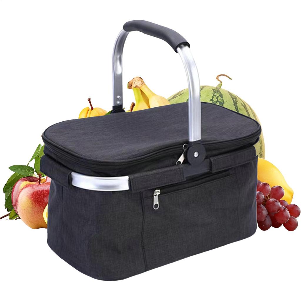 Insulated Picnic Basket Insulated Shopping Basket With Lid Waterproof Foldable Cooler Basket outdoor camping basket