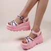 35-42 Plus Size Fashion Slope Heel Women Metal Chain Decoration Sandals Female Platform Buckle Shoes Women's Sandals Tide Shoes
