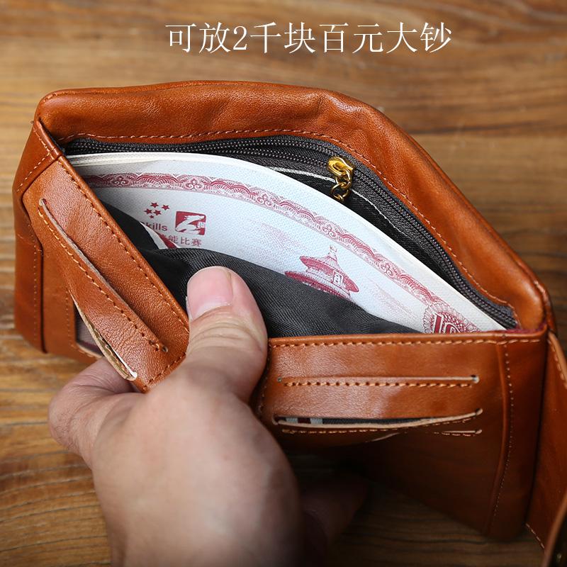 NZPJ Vintage Top-Grain Leather Compact Wallet Genuine Men's Leather Bag Large Capacity Premium Ladies Wallet