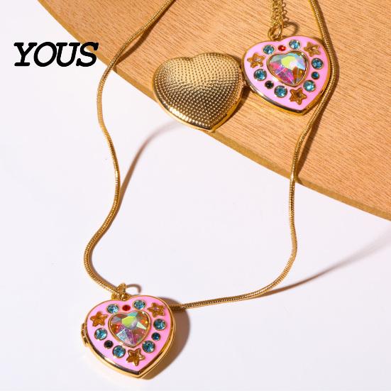 Charming Photo Jewelry Locket Picture Pendant Necklace for Women, Rhinestone Heart/Star Shaped Gift Frame Wife, Girlfriend ,Valentine's Day, Birthday