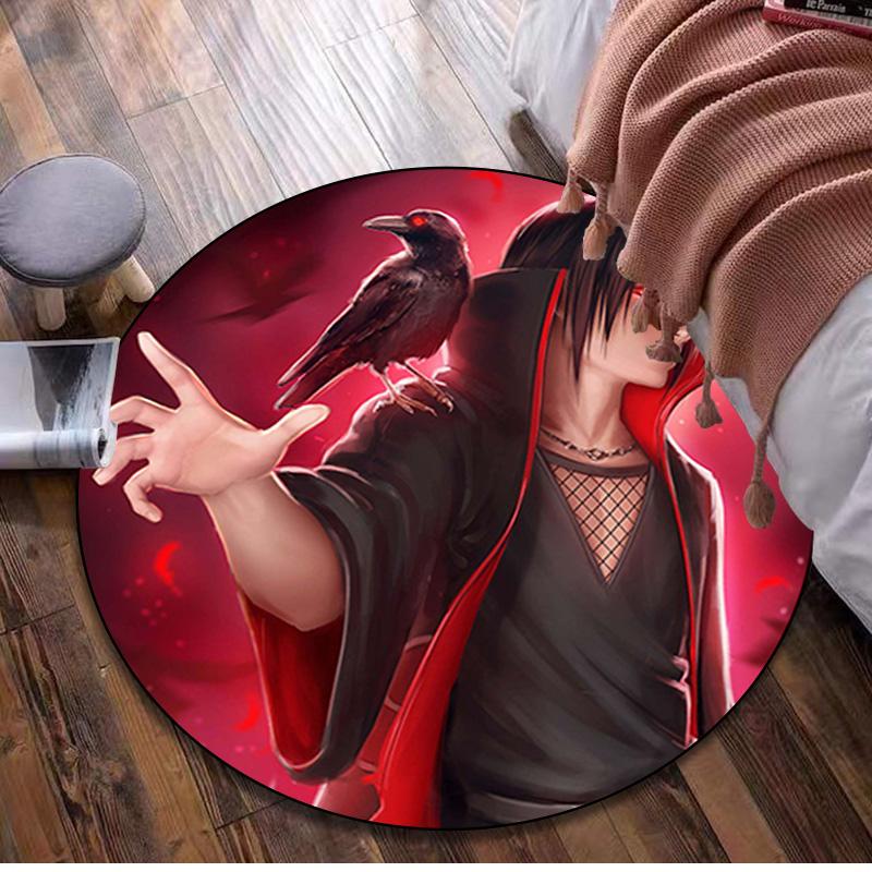 1Pc Uchiha Itachi Circular Print Rug - home decoration Carpet For Living Room Bedroom Flooring Computer Chair Area Rug