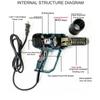 220V industrial heat gun hair dryer construction 2000W hot air gun air dryer for soldering thermal blower shrink wrapping
