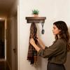 Rustic Wooden Key Holder with 4 Hooks Storage Tray Easy Install Wall-Mounted Organizer for Keys Mail and More for Bedroom Office