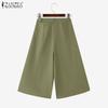ZANZEA Women Casual Solid Color Loose Wide Leg Capri Pants