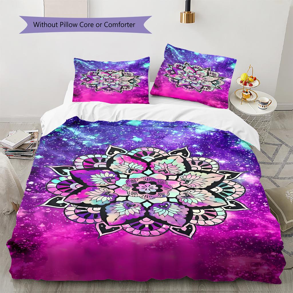 Mandala Pattern Bedding Quilt Set Quilt Cover Pillowcase Home Decoration Gift (1 * duvet cover + 2 * pillowcase, without core)