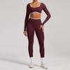 Seamless Yoga Set Long Sleeve Fitness Wear With Moisture Wicking For Women Outdoor Running