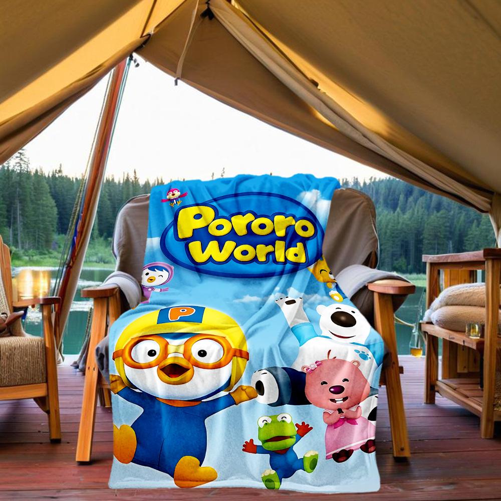 1 st Pororo Äventyr Utomhusfilt Lätt Flanell, Mjuk & Varm, Användning Året Runt för Soffa, Utomhus, Camping, Vardagsrum051
