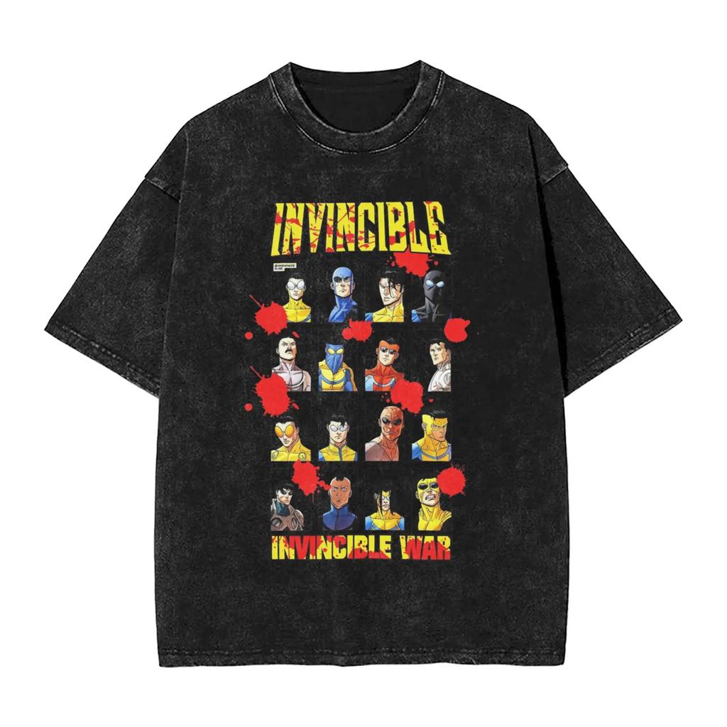 New 2025 Pure Cotton Tv Series Anime Invincible Mark Grayson Tshirt For Men Round Neck Pure Cotton Washed Clothing Neutral