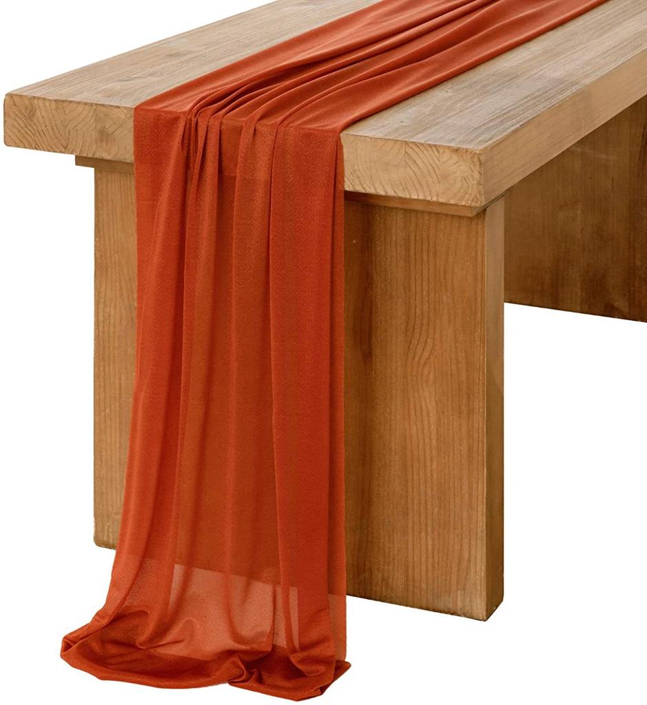 2pcs Chiffon Able Runner Solid Colorful Rustic Americal Wedding Party Bridal Show Birthday Home Christmas Home Tables Decoration