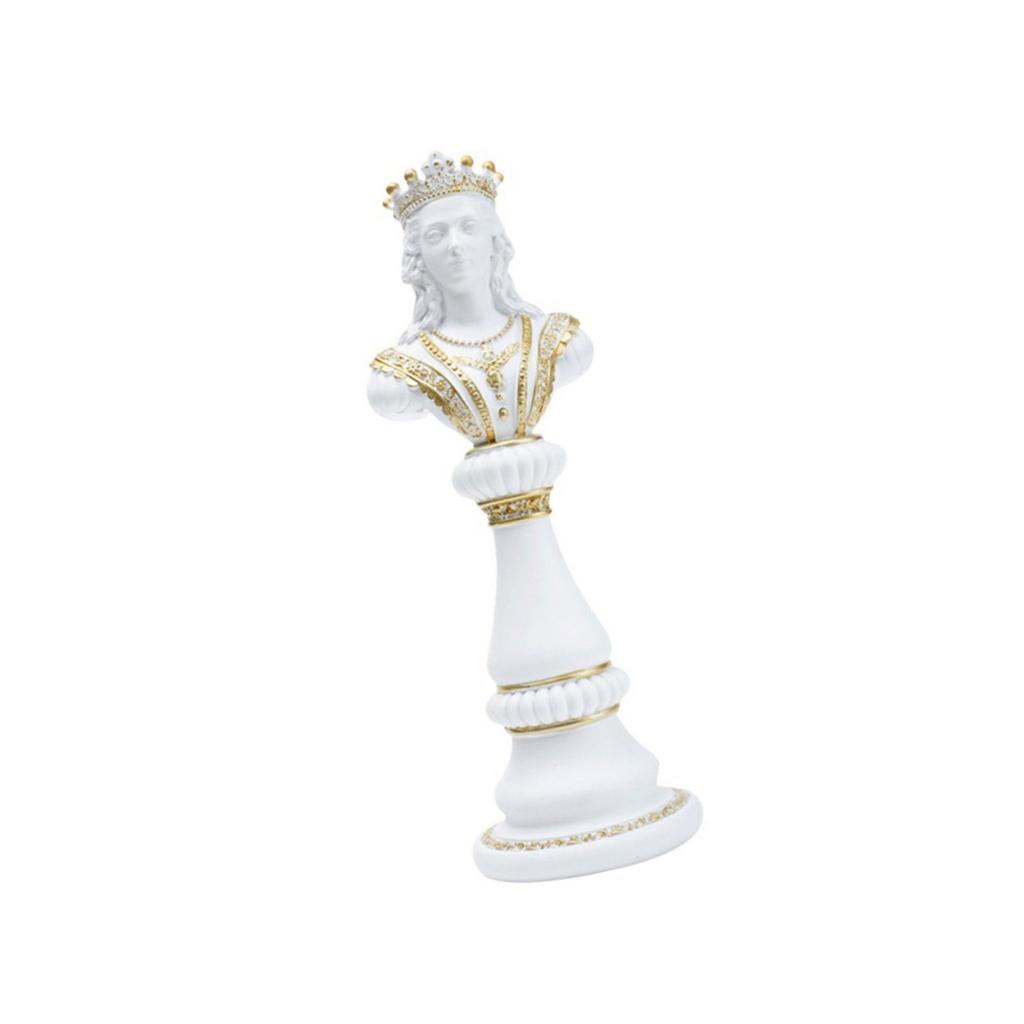 Elegant Schackstaty Drottning/Kung/Häst Dekorativ Resin Skulptur i Svart/Vitt för Hemkontor och Studierumsdekoration