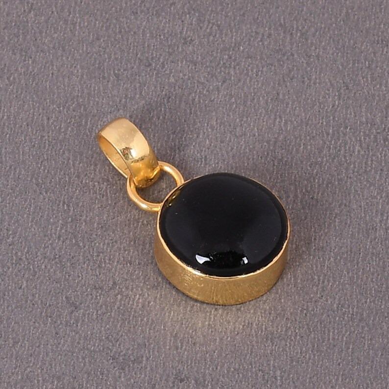 Black Onyx Gemstone Pendant Necklace, Handmade Jewelry, Silver 925 Necklace, Yellow Gold Jewelry, Engagement Gift, Gift For Her