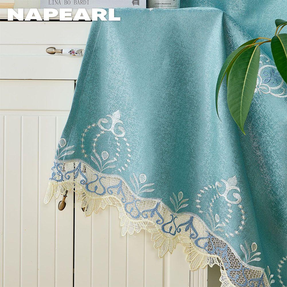 1ks NAPEARL Exotic Luxury Semi Blackout Modré vyšívané zatemňovací závěsy do obývacího pokoje Ložnice Domácí dekorace