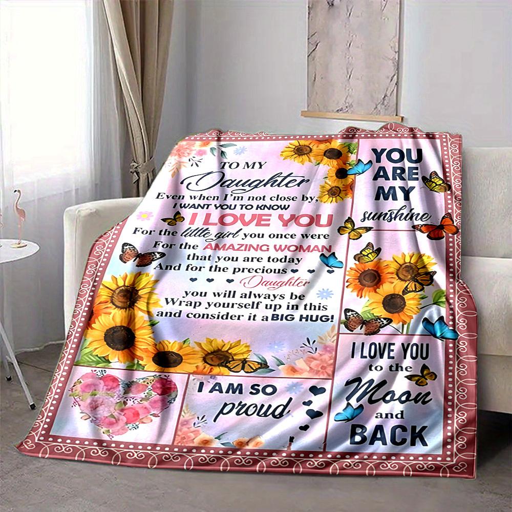 1pc To Daughter Love Envelope Blanket, Lightweight Flannel Throw For Sofa, Bed, Travel, Camping, Livingroom, Office, Couch, Chair, And Bed,