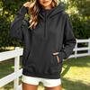 Women's Loose Fit Half Zip Hooded Pullover Sweatshirt Long Sleeve