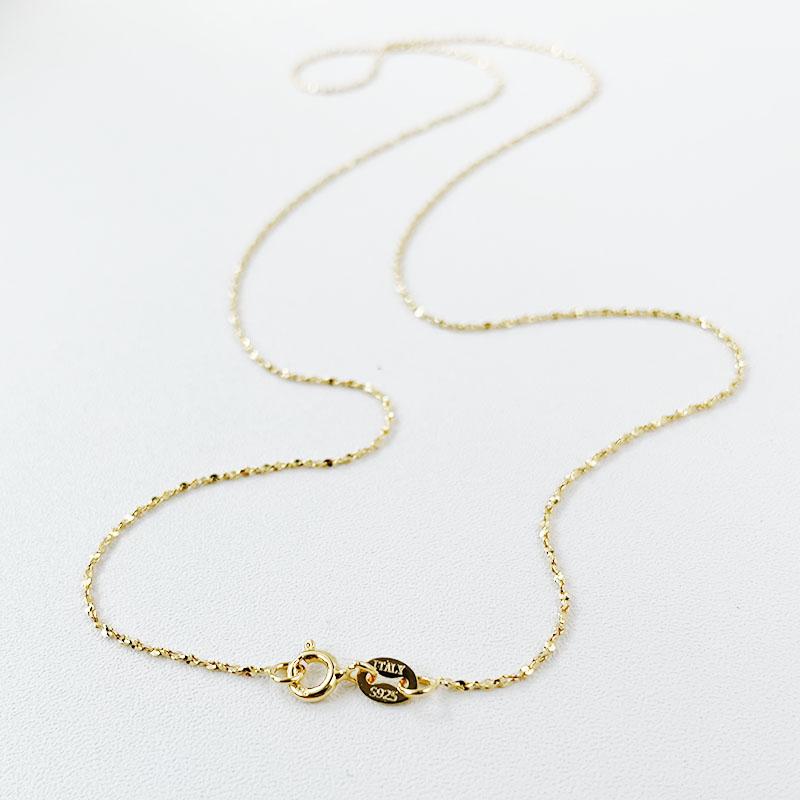 

1mm Thin 925 Silver Gold Color Sky Star Link Chain Necklace For Women Girls Jewelry Collares Kolye Collier 40cm 45cm 40cm