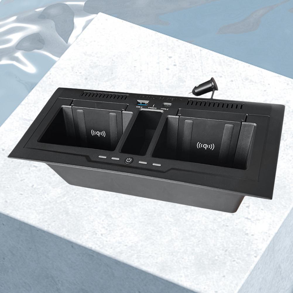 Fast Charger Tray Pad QC3.0 Car Wireless Charger Fast Mobile Phone Holder Phone Holder for Land Rover Defender 110 130 2020-2023