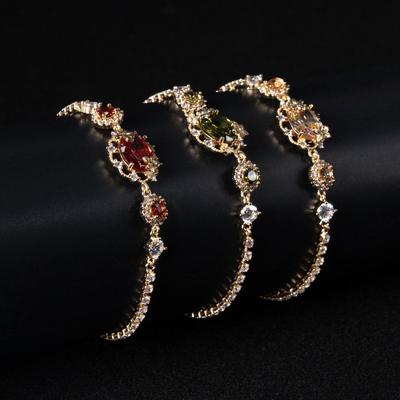 Farbe Zirkon Armband Damen Retro Leichter Luxus Buntes Diamantbesetztes Rundes Voll-Diamant-Armband Reißverschluss