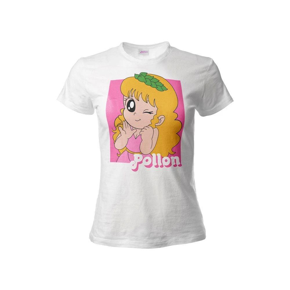 Pollon Original Official Manga Carton Cult Women White Lady T-Shirt- M