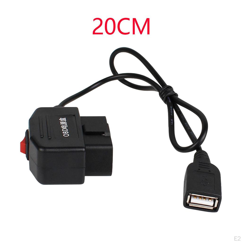 OBD Hardwire Set USB Car Charge Cable with Switch 5V Female Adapter Parts Power Charging