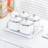 High-End Ceramic Seasoning Jar Set with Spoon - Moisture-Proof and Stylish Salt & Spice Containers for Kitchen