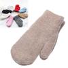 Double Layer All Fingers Mittens Solid Color Fur Knitted Gloves Fashion Winter Gloves  Women Girl