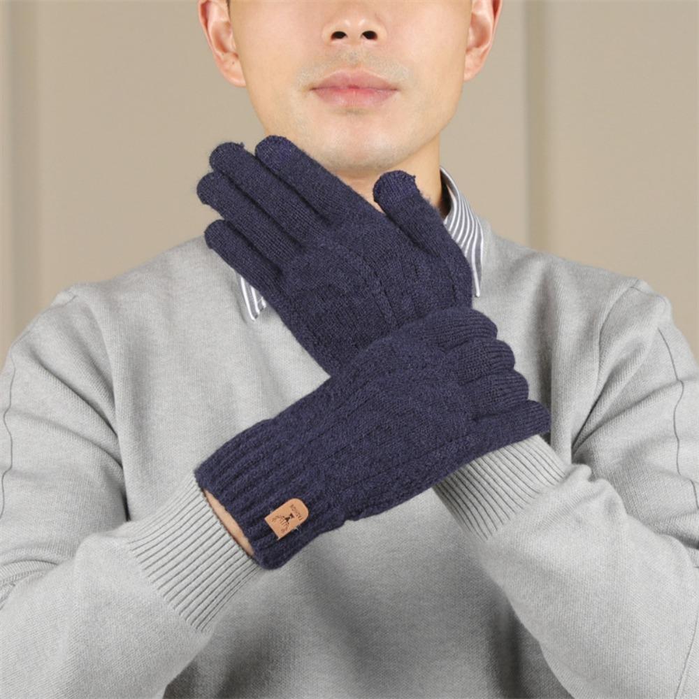 Windproof Wool Knitted Gloves Thicken Full Finger Guantes Fashion Crochet Glove Women Men