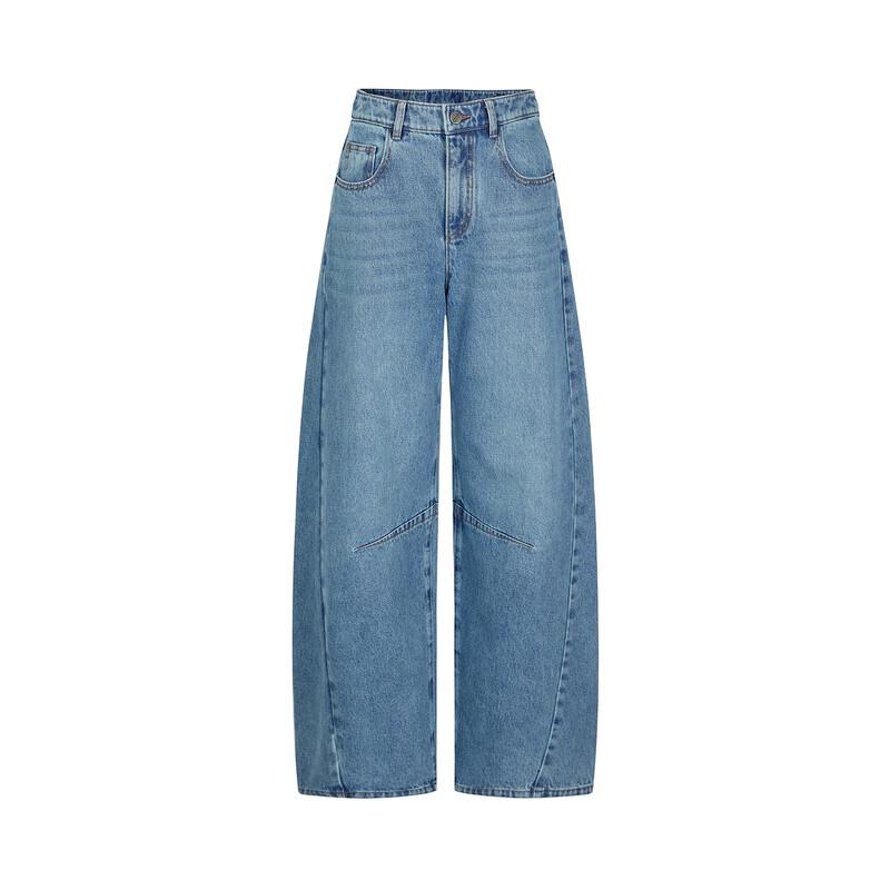 JUZI Annaco Women's Deconstructed Curved Hem 100% Cotton Denim Jeans