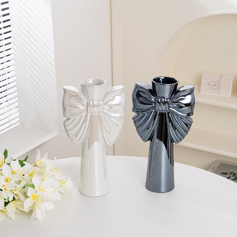 28cm Modern-Minimalistische Schleife Keramikvase, Perfekte Büro Wohnzimmer Dekoration, Ideal Hydrokulturpflanzen & Heimdekor