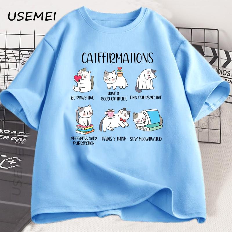 

Футболка с позитивными котами и котаффирмациями для мужчин и женщин, футболка для любителей кошек и учителей, забавная футболка с графикой кошек, мужская дизайнерская одежда, топ 4XL