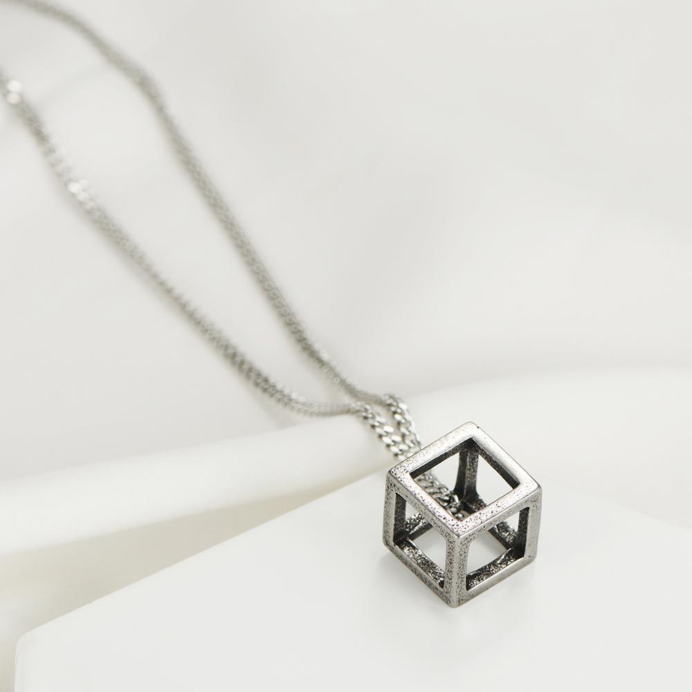 European and American New Product 13MM Fashionable Three-dimensional Hollow Square Rubik's Cube Necklace