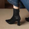 Krazing Pot Microfiber Pointed Toe Thin High Heels Modern Boots Size 42 Zip Plus Size Women Elastic Ankle Boots