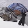 Folding Stylish Business Folding Fan Folding Fan and Handkerchief Hemp Leaf Navy [Osaka Choseido] Men's Fan, Style, Bag, Case, Set, Gradation,