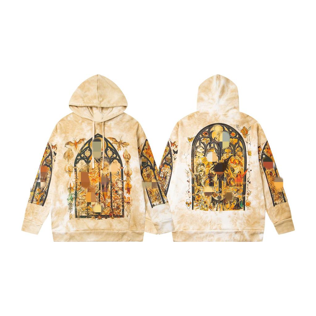 American High Street Washed Print Loose Casual Hoodie Sweatshirt for Couples