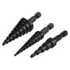 3-12mm 4-12mm 4-20mm Hole Step Drill Bit 3Pcs Black