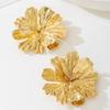 Exaggerated Metal Flowers Irregular Stud Earrings for Women Elegant Gold Color Floral Earrings with Temperament Vacation Jewelry