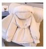 Women's Mid-Length Winter Cotton Coat with Genuine Fur Collar and Thick Velvet Padding