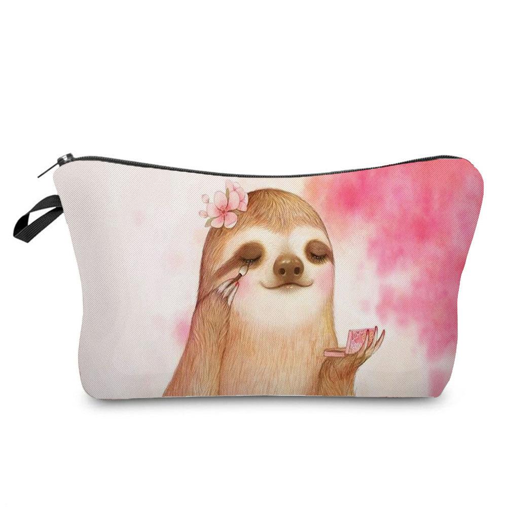 Women Sloth Print Cosmetic Bag Toiletries Organize Travel Storage Case 6403