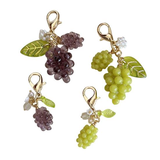 Keychain Pendant Grape Bunch Shape Purse Pencil Case Pendant with Universal Lobster Clasp Decorative Keyring Charm